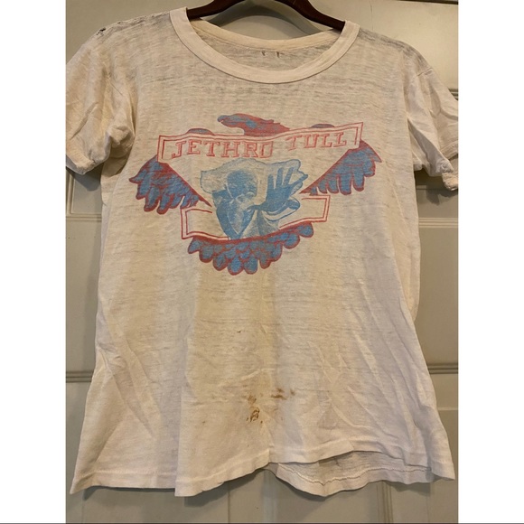RARE Vintage Jethro Tull 70’s Paper Thin White Band Tee - Picture 2 of 6
